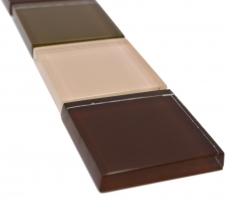 Mosaico di vetro tessere di vetro bordo beige marrone lucido parete cucina bagno doccia MOS92-BO19482