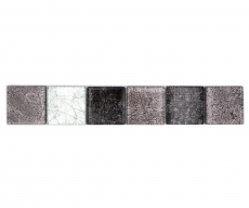 Bordo a mosaico Mosaico di vetro Piastrella di mosaico Argento Struttura nera MOS126BOR-1784