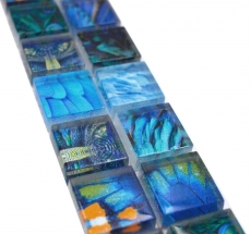 Bordo a mosaico Mosaico di vetro Mondo animale BIRD Blu chiaro Blu scuro MOS68BOR-WL74
