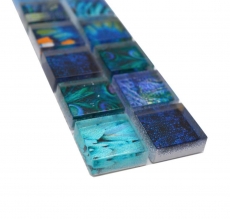Bordo a mosaico Mosaico di vetro Mondo animale BIRD Blu chiaro Blu scuro MOS68BOR-WL74