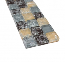 Mosaico Border Mosaico di vetro rotto misto grigio beige marrone MOS92BOR-1302
