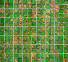 Piastrella di mosaico di vetro verde perla chiaro verde oro rame iridescente MOS230-G24