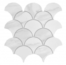 Mosaico ceramico bianco opaco effetto pietra Piastrella per parete cucina Backsplash per doccia bagno MOS13-FS0102_f