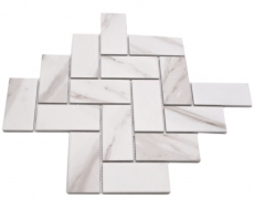 Mosaico ceramico bianco opaco effetto pietra piastrelle mosaico cucina piastrelle backsplash bagno doccia MOS24-1112_f