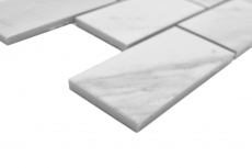 Mosaico ceramico bianco opaco effetto pietra Piastrelle di mosaico per cucina Rivestimento per bagno Parete doccia MOS26M-1102_f