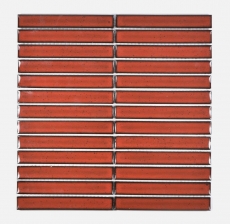 Mosaico ceramico rosso lucido effetto tondino piastrelle mosaico cucina piastrelle backsplash bagno doccia parete MOS24-CS56_f