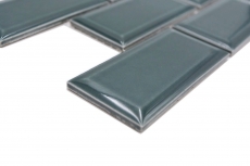 Mosaico ceramico verde scuro lucido metro look mosaico piastrelle cucina parete backsplash bagno doccia parete MOS24-06G_f