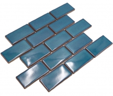 Ceramica mosaico blu lucido muratura legame aspetto mosaico piastrelle cucina parete backsplash bagno doccia parete MOS26-612_f