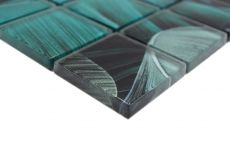 Piastrella di vetro mosaico mix verde nero lucido aspetto floreale piastrella di mosaico cucina piastrella specchio bagno doccia parete MOS88-Pic05_f