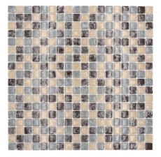 Mosaico di vetro mix blu beige marrone lucido piastrelle mosaico cucina parete backsplash bagno doccia parete MOS92-1302_f