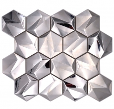 Mosaico metallico Titanio lucido/opaco aspetto esagonale piastrella di mosaico parete cucina backsplash bagno doccia parete MOS128-SB_f