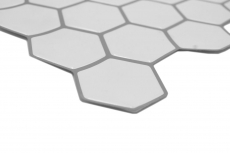 Foglio di mosaico autoadesivo bianco lucido aspetto esagonale piastrelle mosaico cucina piastrelle backsplash bagno MOS200-H01_f