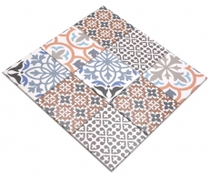 Piastrelle a mosaico autoadesive mix crema/blu/arancio/grigio opaco look retro piastrelle a mosaico cucina piastrelle backsplash bagno MOS200-S1406_f