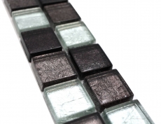 Border Border mosaico mix argento/nero lucido piastrelle mosaico cucina piastrelle muro specchio bagno doccia MOS126BOR-1783_f