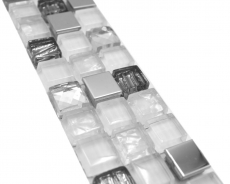 Borde mosaico mix bianco lucido piastrelle mosaico cucina piastrelle muro specchio bagno doccia parete MOS92BOR-0107_f