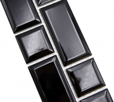 Border Border mosaico nero lucido aspetto metro mosaico piastrelle cucina piastrelle muro specchio bagno doccia muro MOS26BORWM-0301_f