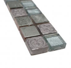 Border Border mosaico mix argento lucido look retrò mosaico piastrelle cucina piastrelle muro specchio bagno MOS83BOR-CB33_f