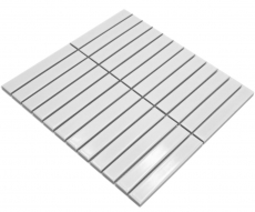 Aste in mosaico di ceramica dipinte a mano Arte moderna bianco lucido MOS24-S10_m