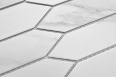 Mosaico ceramico dipinto a mano esagono esagono Cararra bianco grigio opaco MOS13-L1102_m