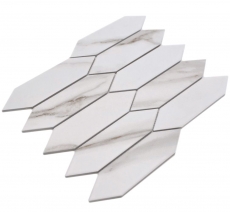 Mosaico ceramico dipinto a mano esagono esagono Calacatta bianco grigio-marrone opaco MOS13-L1112_m