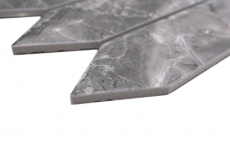 Mosaico ceramico dipinto a mano esagono esagono effetto pietra allungato grigio scuro opaco MOS13-L0208_m
