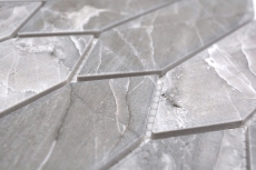 Mosaico ceramico dipinto a mano esagono esagono effetto pietra allungato grigio scuro opaco MOS13-L0208_m