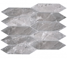 Mosaico ceramico dipinto a mano esagono esagono effetto pietra allungato grigio scuro opaco MOS13-L0208_m