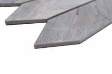 Mosaico ceramico dipinto a mano esagono esagono effetto pietra allungato grigio chiaro opaco MOS13-L0206_m
