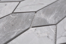 Mosaico ceramico dipinto a mano esagono esagono effetto pietra allungato grigio chiaro opaco MOS13-L0206_m