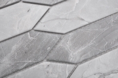 Mosaico ceramico dipinto a mano esagono esagono effetto pietra allungato grigio chiaro opaco MOS13-L0206_m