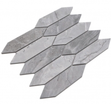 Mosaico ceramico dipinto a mano esagono esagono effetto pietra allungato grigio chiaro opaco MOS13-L0206_m