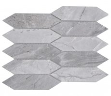 Mosaico ceramico dipinto a mano esagono esagono effetto pietra allungato grigio chiaro opaco MOS13-L0206_m