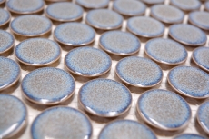 Piastrella di ceramica a mosaico decorata a mano Button Loop Penny Round uni grigio-blu antracite lucido MOS10-0204GR_m