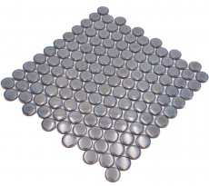 Piastrella di ceramica a mosaico decorata a mano Button Loop Penny Round uni grigio-blu antracite lucido MOS10-0204GR_m