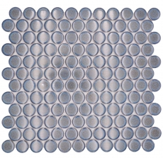 Piastrella di ceramica a mosaico decorata a mano Button Loop Penny Round uni grigio-blu antracite lucido MOS10-0204GR_m