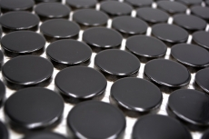 Piastrella di ceramica a mosaico decorata a mano Button Loop Penny Round uni nero lucido MOS10-0300GR_m