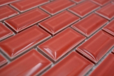 Piastrella di ceramica dipinta a mano a mosaico in muratura uni red MOS26-0912_m