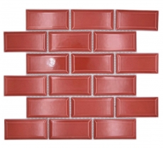 Mosaico ceramico dipinto a mano Metro composite look uni red MOS24-09R_m