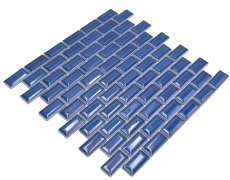 Mosaico ceramico dipinto a mano in ceramica a legante murario composito uni blu cobalto MOS26-0414_m