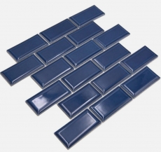 Mosaico ceramico dipinto a mano Metro composite look uni blu cobalto MOS24-04K_m