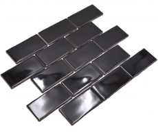 Mosaico ceramico dipinto a mano Metro Sybway composito uni nero lucido MOS26-112_m