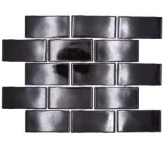 Mosaico ceramico dipinto a mano Metro Sybway composito uni nero lucido MOS26-112_m