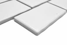 Mosaico ceramico dipinto a mano Metro Sybway composito uni bianco lucido MOS26-238_m