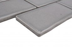 Mosaico ceramico dipinto a mano Metro Sybway composito uni stone grey light grey glossy MOS26-345_m