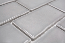 Mosaico ceramico dipinto a mano Metro Sybway composito uni stone grey light grey glossy MOS26-345_m