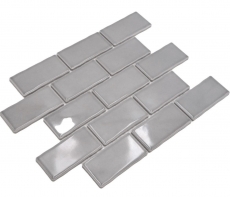Mosaico ceramico dipinto a mano Metro Sybway composito uni stone grey light grey glossy MOS26-345_m