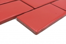 Mosaico ceramico dipinto a mano Metro Sybway composito uni rosso fuoco lucido MOS26-567_m