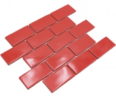 Mosaico ceramico dipinto a mano Metro Sybway composito uni rosso fuoco lucido MOS26-567_m