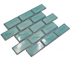 Mosaico ceramico dipinto a mano Metro Sybway composito uni verde petrolio lucido MOS26-716_m