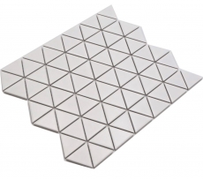 Piastrella di mosaico ceramico dipinta a mano triangolo diamante tinta unita bianco opaco MOS13-t41_m